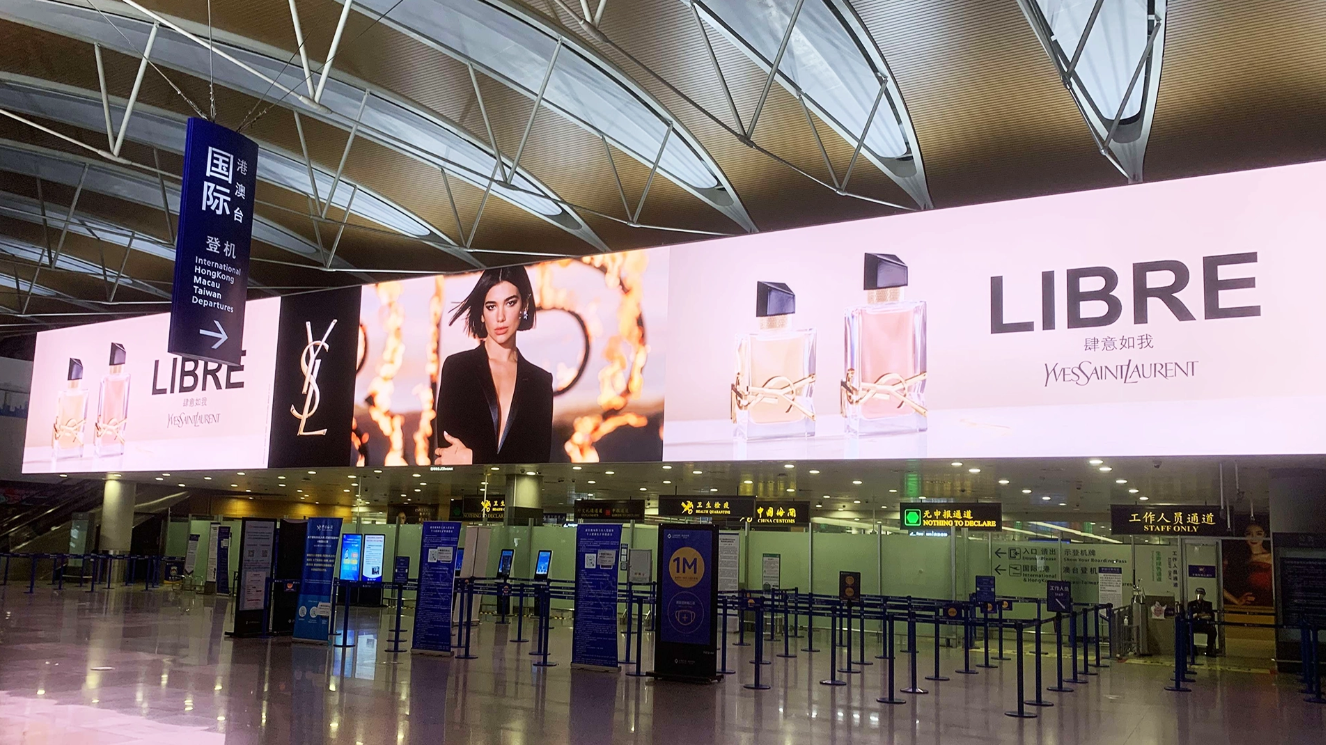 Dual-Faced LED Video Wall in an Airport Terminal