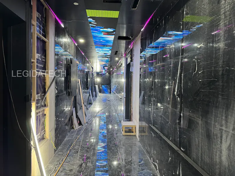 LED screen display in KTV club entertainment venue with colorful visual effects