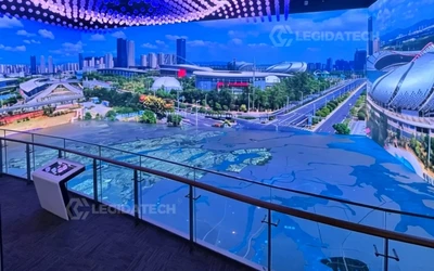 Broadcast television studio with LED video wall powered by NovaStar VX600 with Genlock synchronization