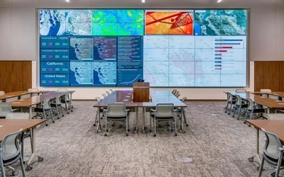 LED display control room command center powered by NovaStar VX600 for 24-7 monitoring