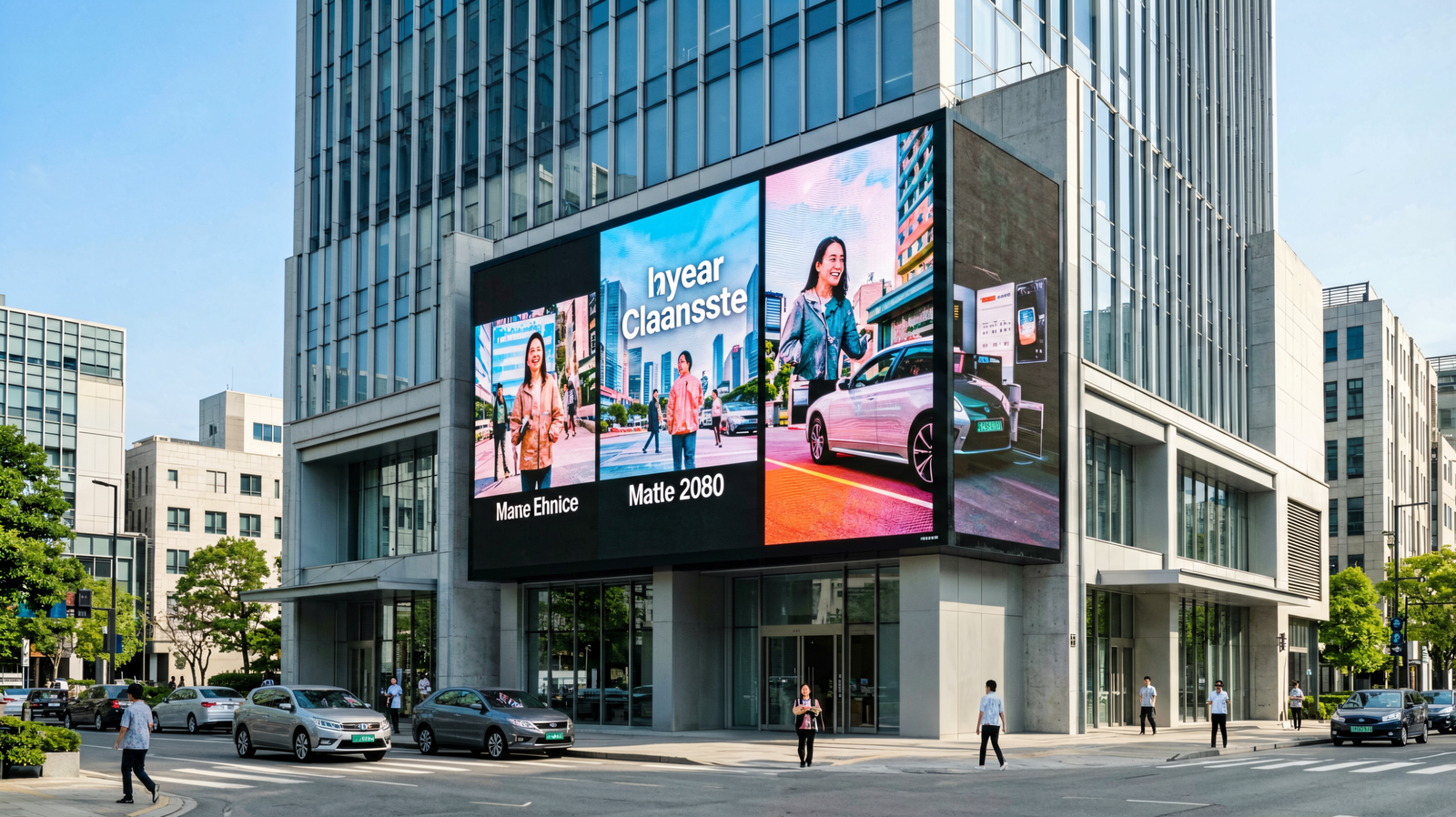 Large outdoor LED screen mounted on a building facade