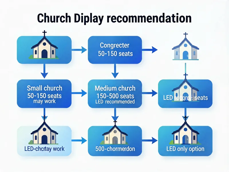 Church size recommendation flow chart small medium large LED display vs projector