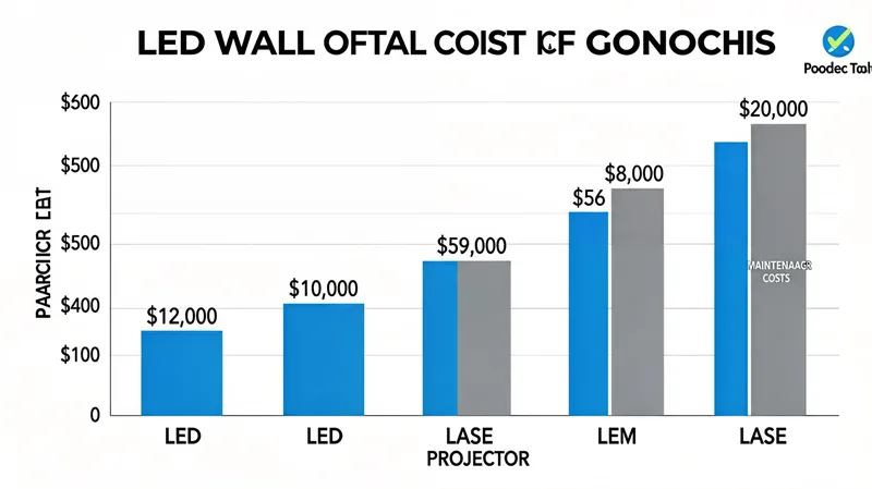 5-year and 10-year total cost of ownership LED wall vs projector for churches chart