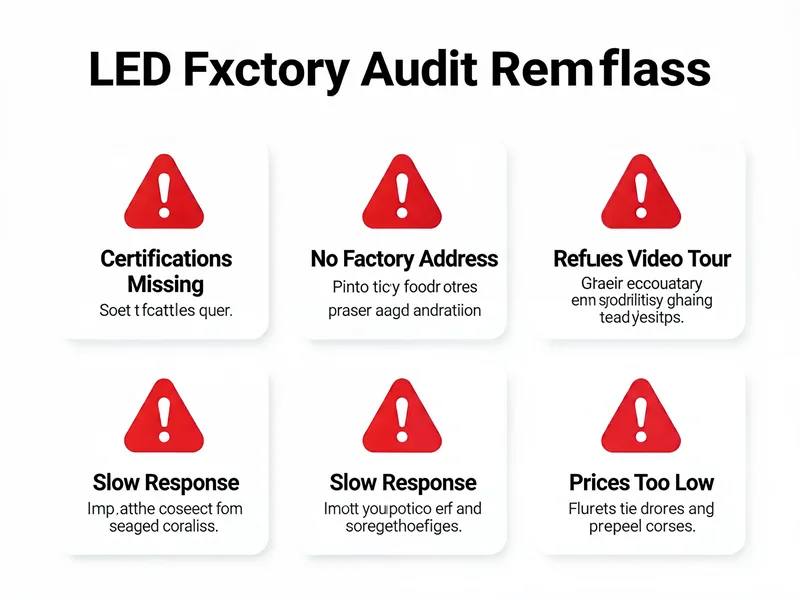 Factory vetting red flags checklist for LED screen importers certifications and verification