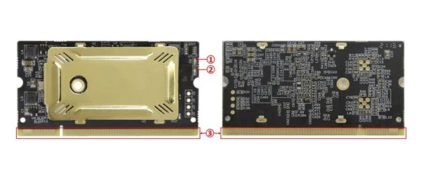Colorlight i9+ LED receiving card angle view showing DDR2 SODIMM 200-pin connector and compact form factor