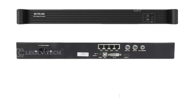 NovaStar MCTRL600 rack-mounted in professional AV equipment server cabinet installation