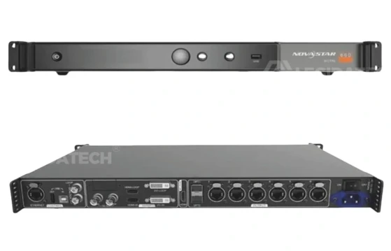 Novastar MCTRL660 PRO LED controller rack-mounted in 19-inch server cabinet for professional LED display installation