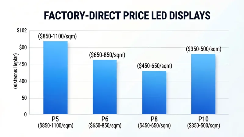 Outdoor LED display factory price comparison chart 2026 P5 P6 P8 P10 per square meter
