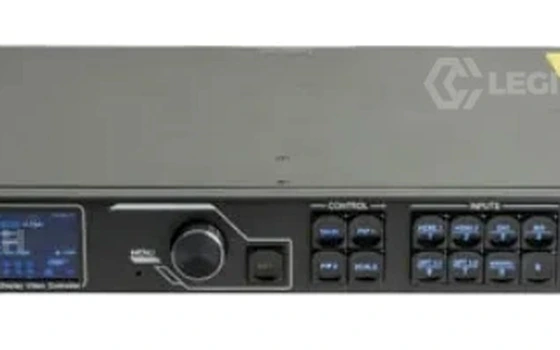 NovaStar VX600 rack-mounted in 19-inch equipment rack with blue LED status indicators