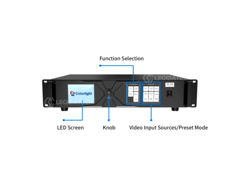 Colorlight X16 front panel with 3.5-inch LCD knob function keys and power switch
