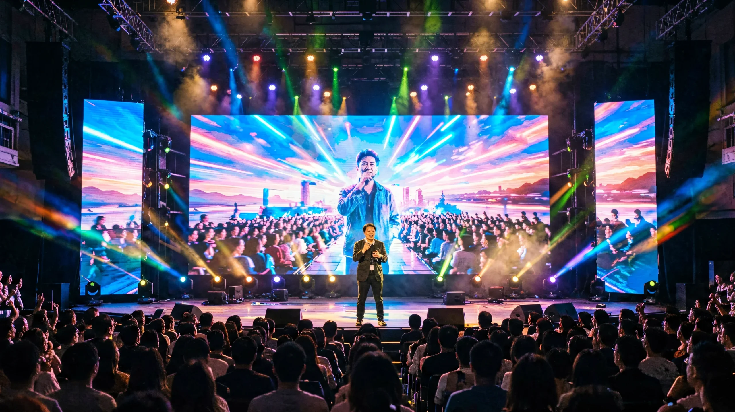 Professional concert stage with LED video wall display live event production