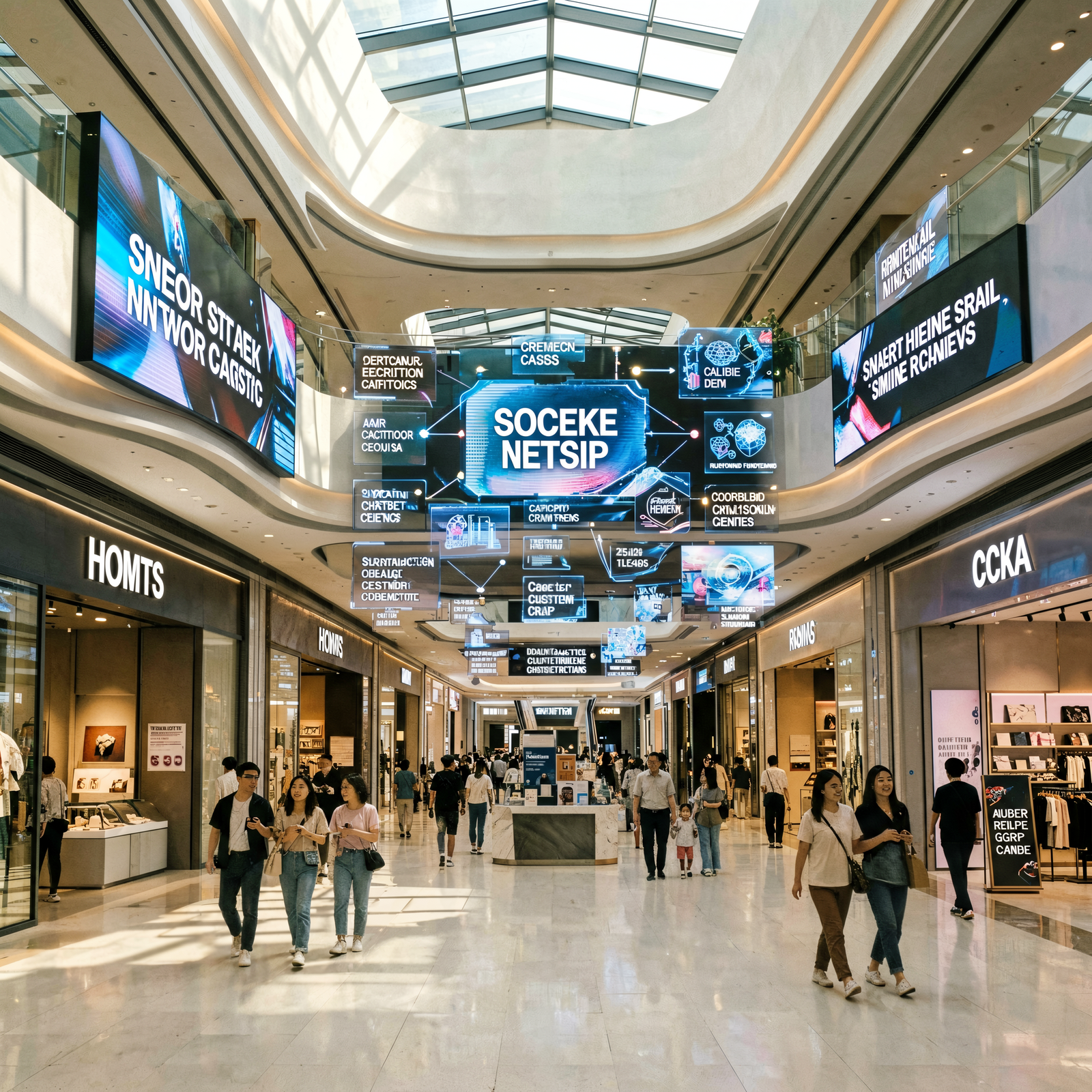 High-end shopping center LED advertising display network with wireless screen casting powered by HD-A6L Android multimedia player