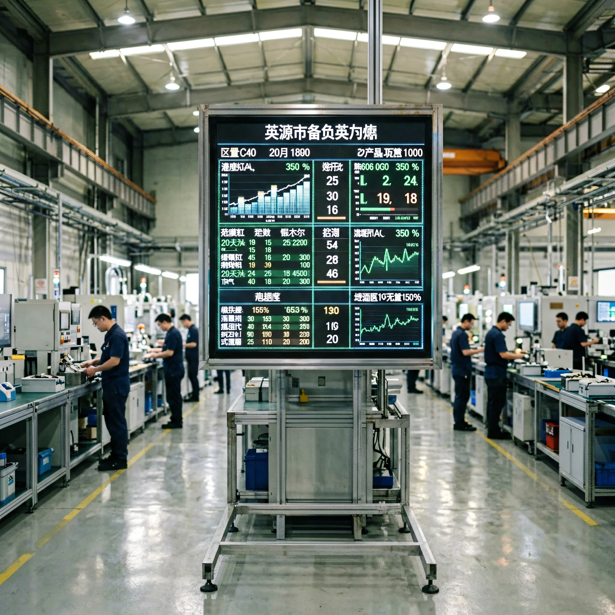 Factory production monitoring LED display controlled by HD-A3 industrial asynchronous controller