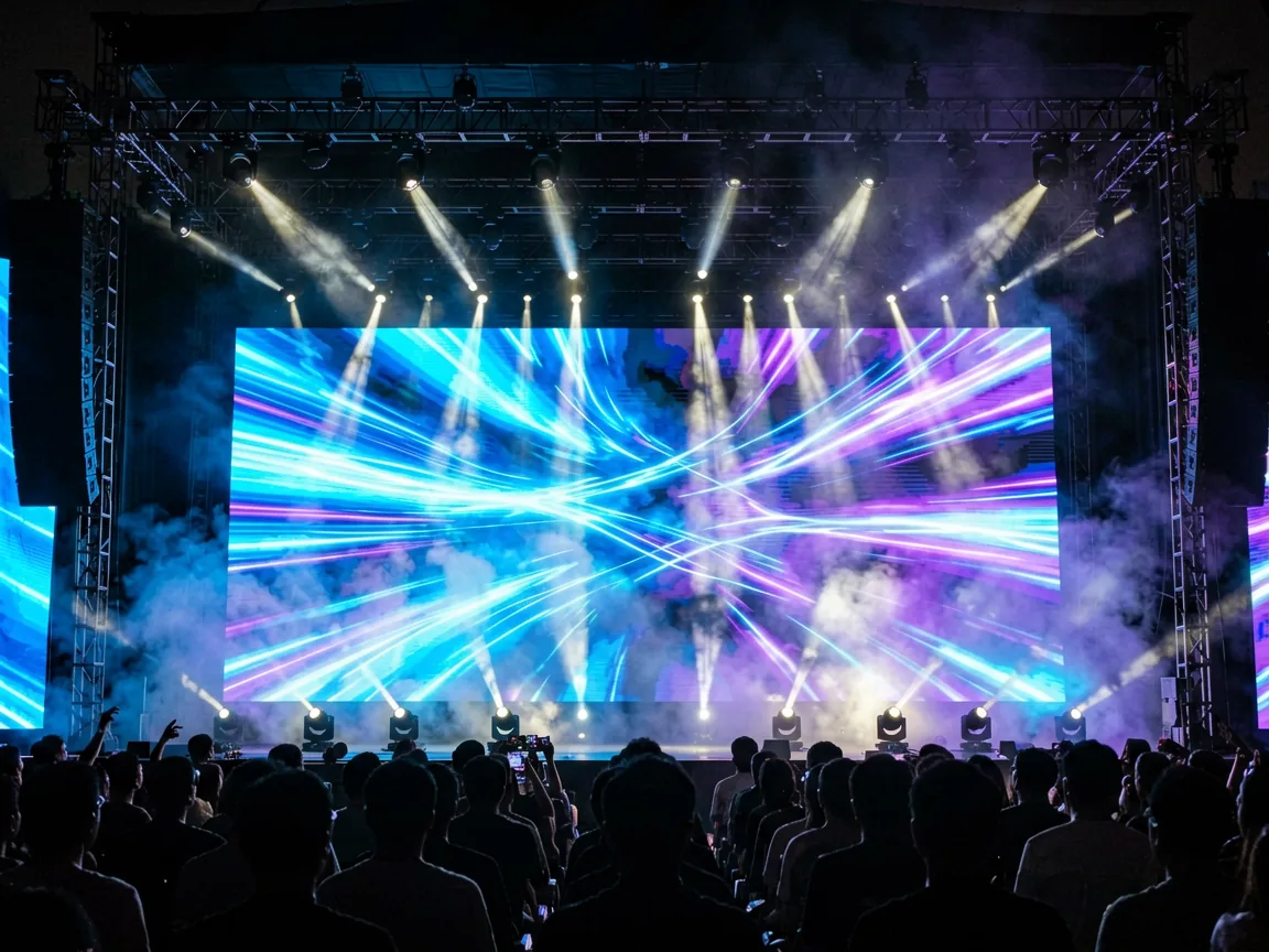 Rental LED video wall on a concert stage for live events