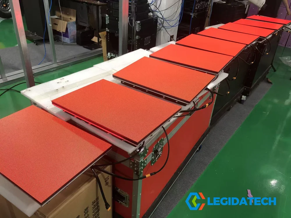 Precision CNC cutting and fabrication equipment used in Ehonor LED screen cabinet manufacturing at LEGIDATECH factory