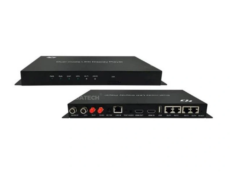 Huidu HD-A5 dual-mode full color LED controller with HDMI input port dual output ports and Wi-Fi antenna angled product view