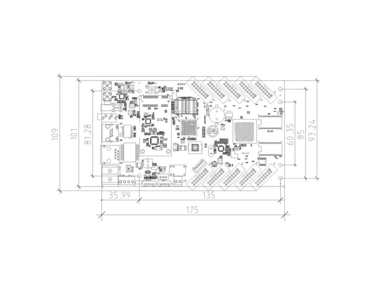 HD-C16C LED control card rear interface showing RJ45 USB Wi-Fi antenna sensor and relay ports