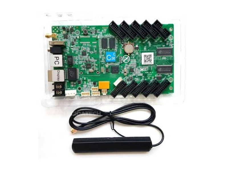 HD-C36C LED asynchronous controller card packaging with anti-static protective bag and foam cushioning ready for international DHL FedEx shipping