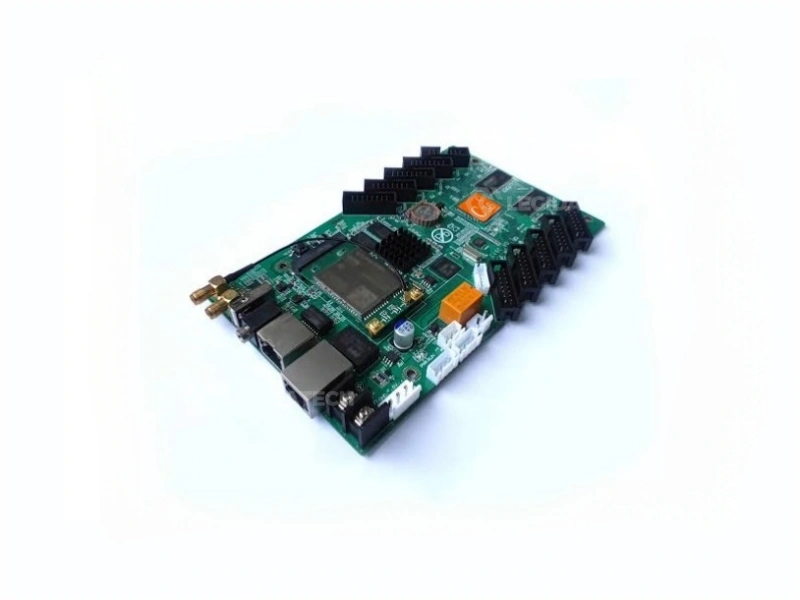 HD-C36C LED asynchronous controller card overview with labeled ports including RJ45 Ethernet USB WiFi antenna and HUB75E interfaces
