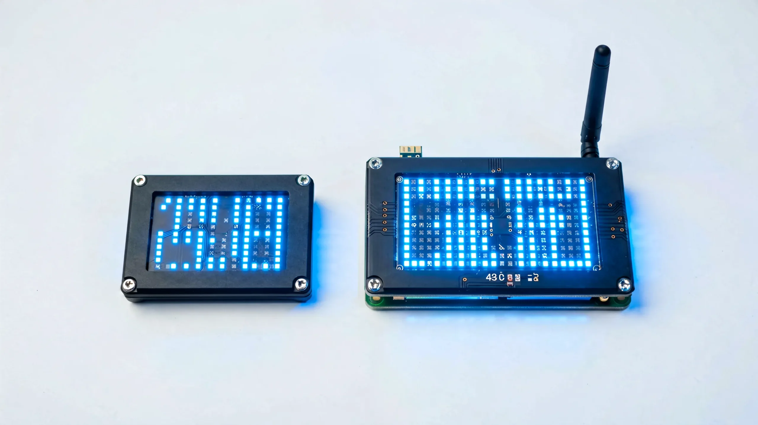 Huidu A series and C series LED control cards side by side for comparison