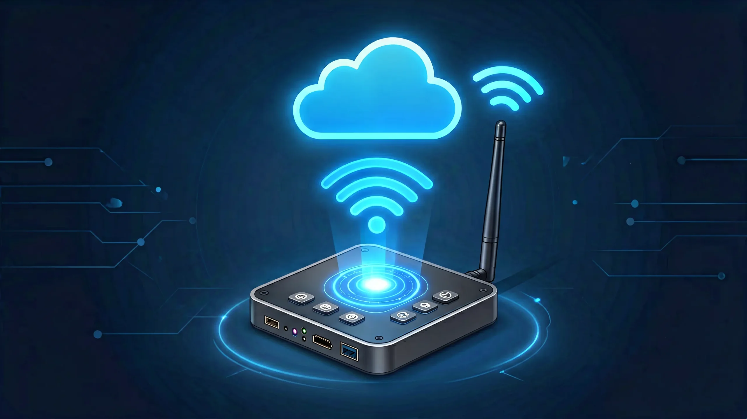 Huidu controller WiFi antenna and cloud connection concept for remote LED management