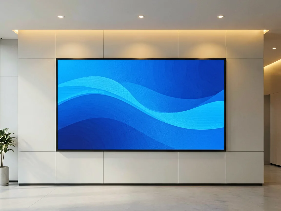 Indoor LED video wall with P2.5 pixel pitch in a corporate lobby