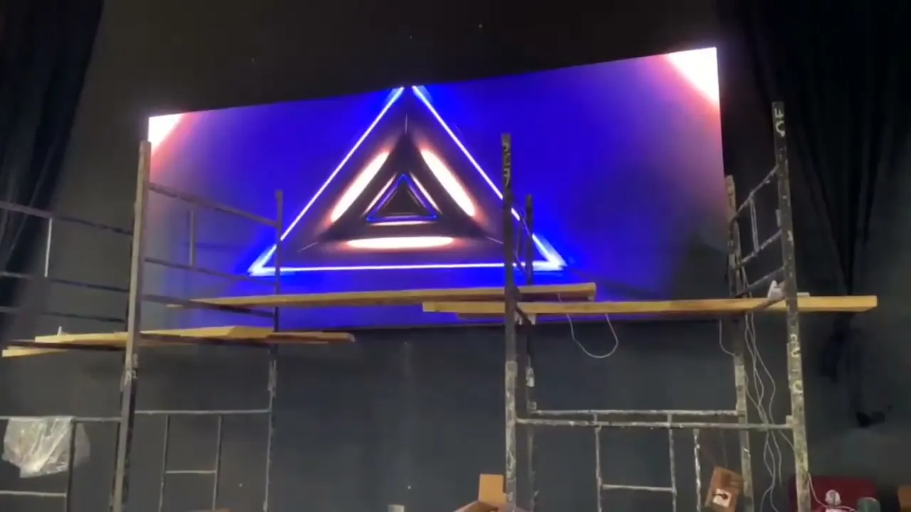LED display screen installation in progress at Kingdom Gospel Mission church, Nigeria