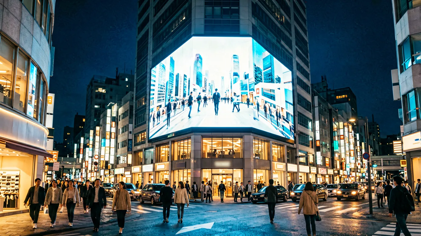 LED display solutions cost and ROI commercial street with bright advertising billboard at night