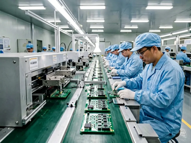 Workers on the LEGIDATECH LED video wall production line