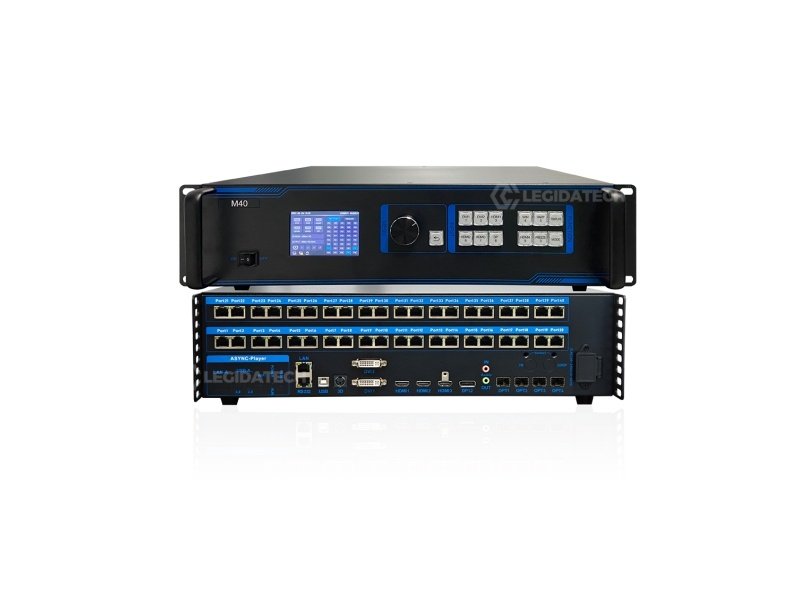 Mooncell M40 2-in-1 LED video processor with 40 Gigabit Ethernet and 4 fiber optic outputs