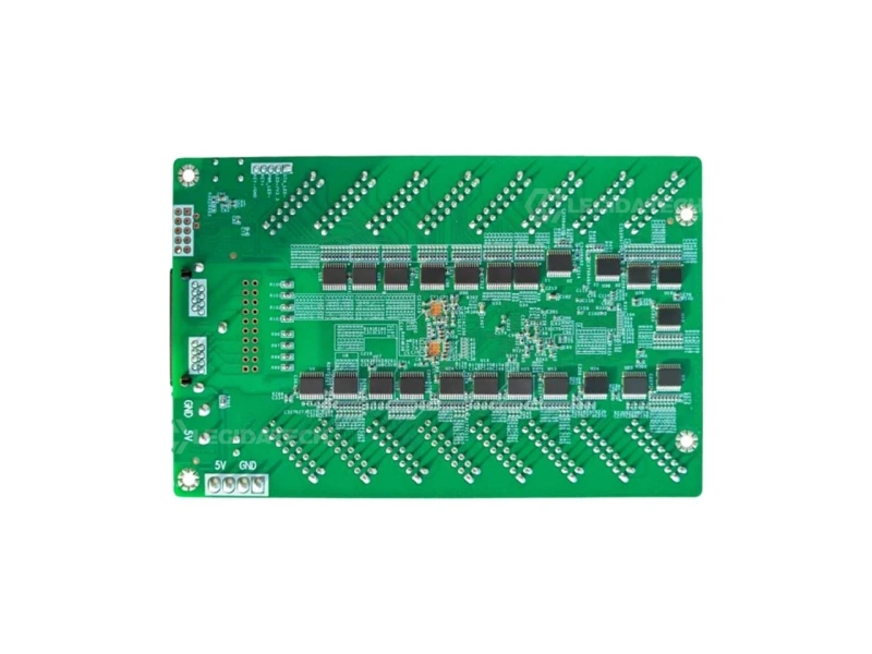 MRV412-N receiving card installed inside LED display cabinet with ribbon cables connected