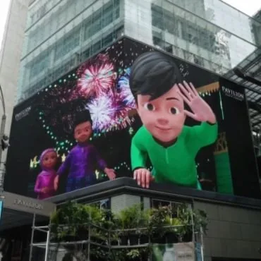 Naked-eye 3D LED billboard solution with curved corner display