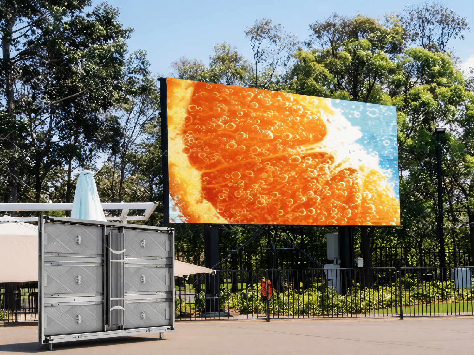 Pantalla LED para exteriores serie OK de 3,84 x 2,88 m