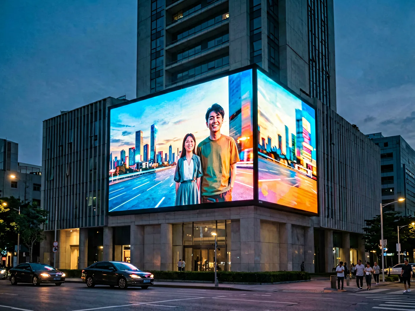 Outdoor LED display solutions with A960 series billboard mounted on building facade