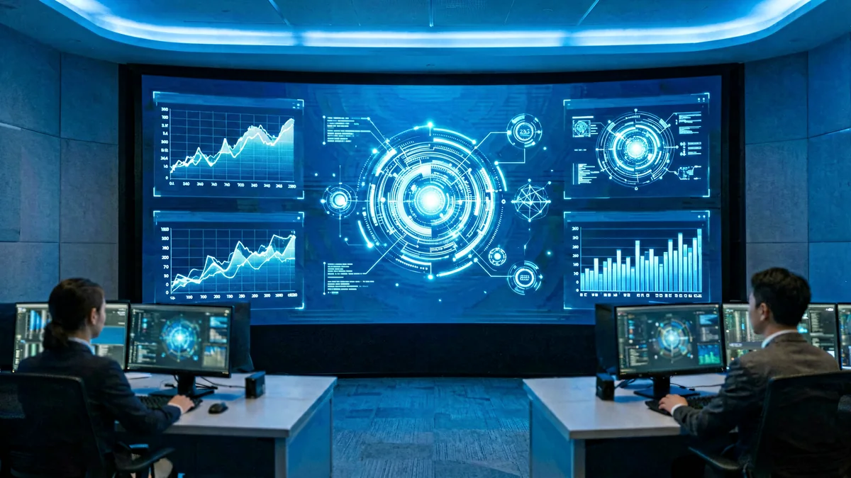 Videowall LED de alta resolución en una sala de control moderna.