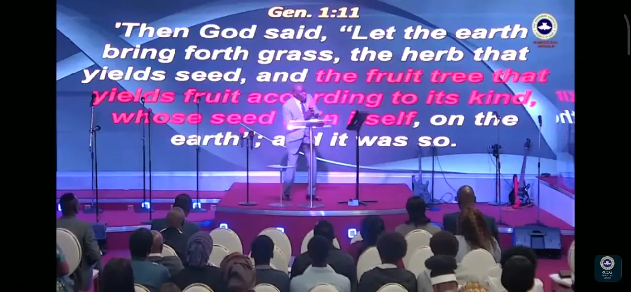 Video still: the P2.5 LED display in use during a service at RCCG Church Ireland