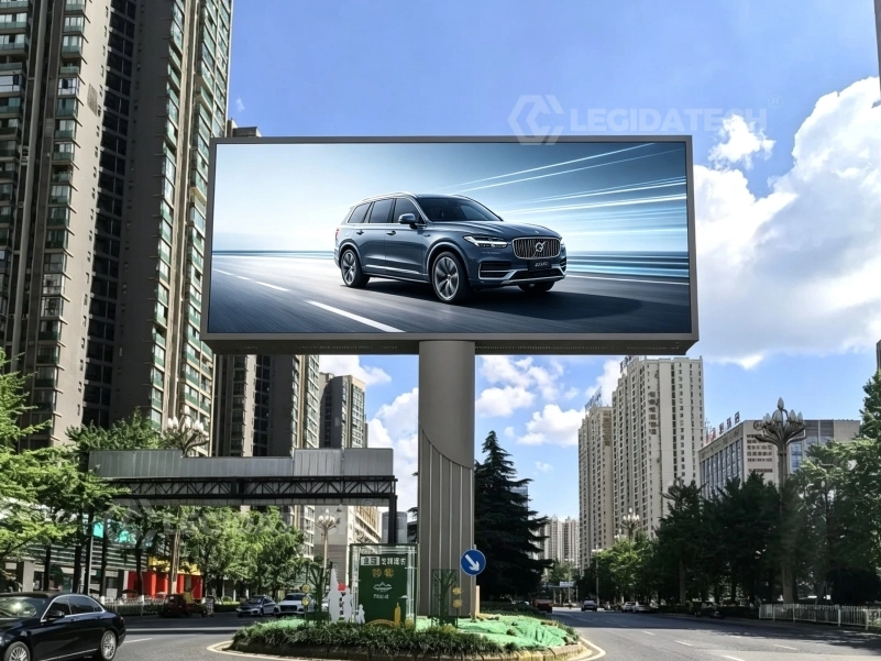 1000x1000mm outdoor LED display billboard along a highway advertising in bright daylight