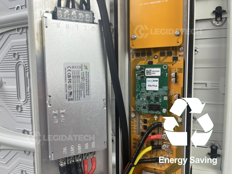 Common Cathode power box and airflow duct inside an A1000 1000x1000mm outdoor LED cabinet