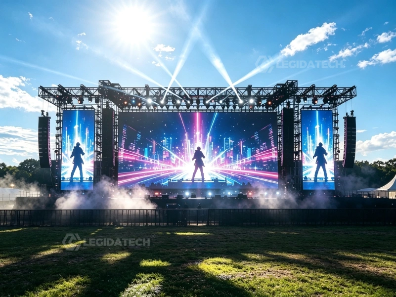 Festival main stage backdrop built with AF500 500x500mm outdoor rental LED display