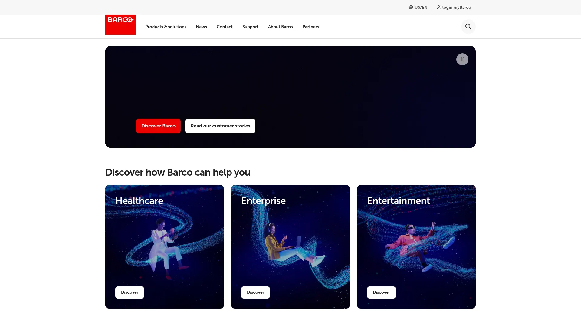 Barco official website screenshot