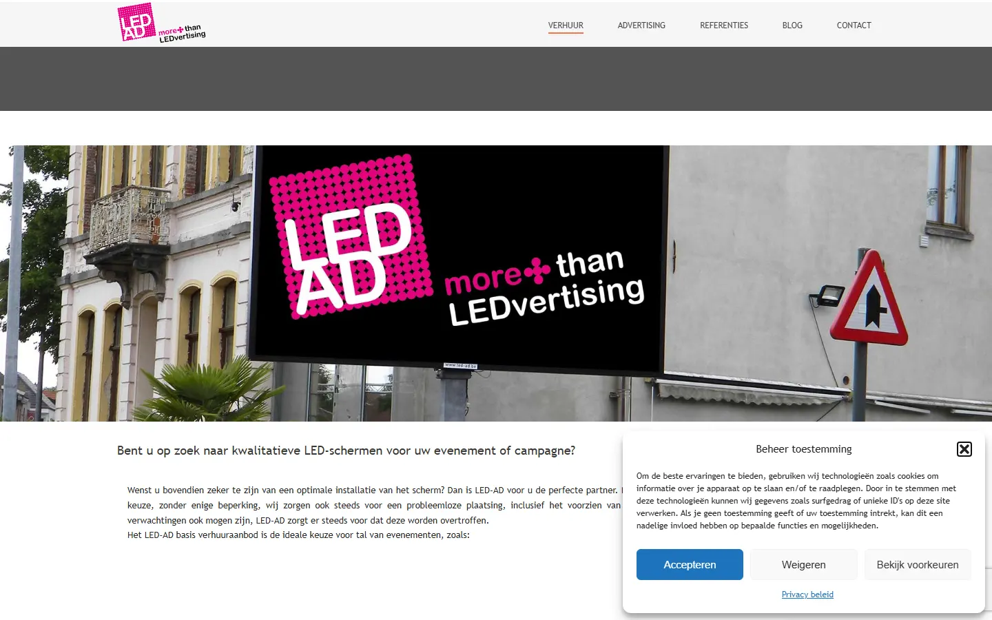 LED-AD website homepage - Top 30 LED display manufacturers in Belgium 2026