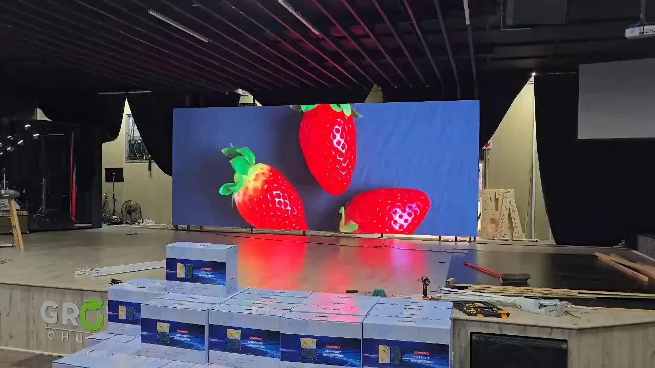 Project video still of the Ehonor P2.5 LED screen at GROW Church South Africa running colour test footage