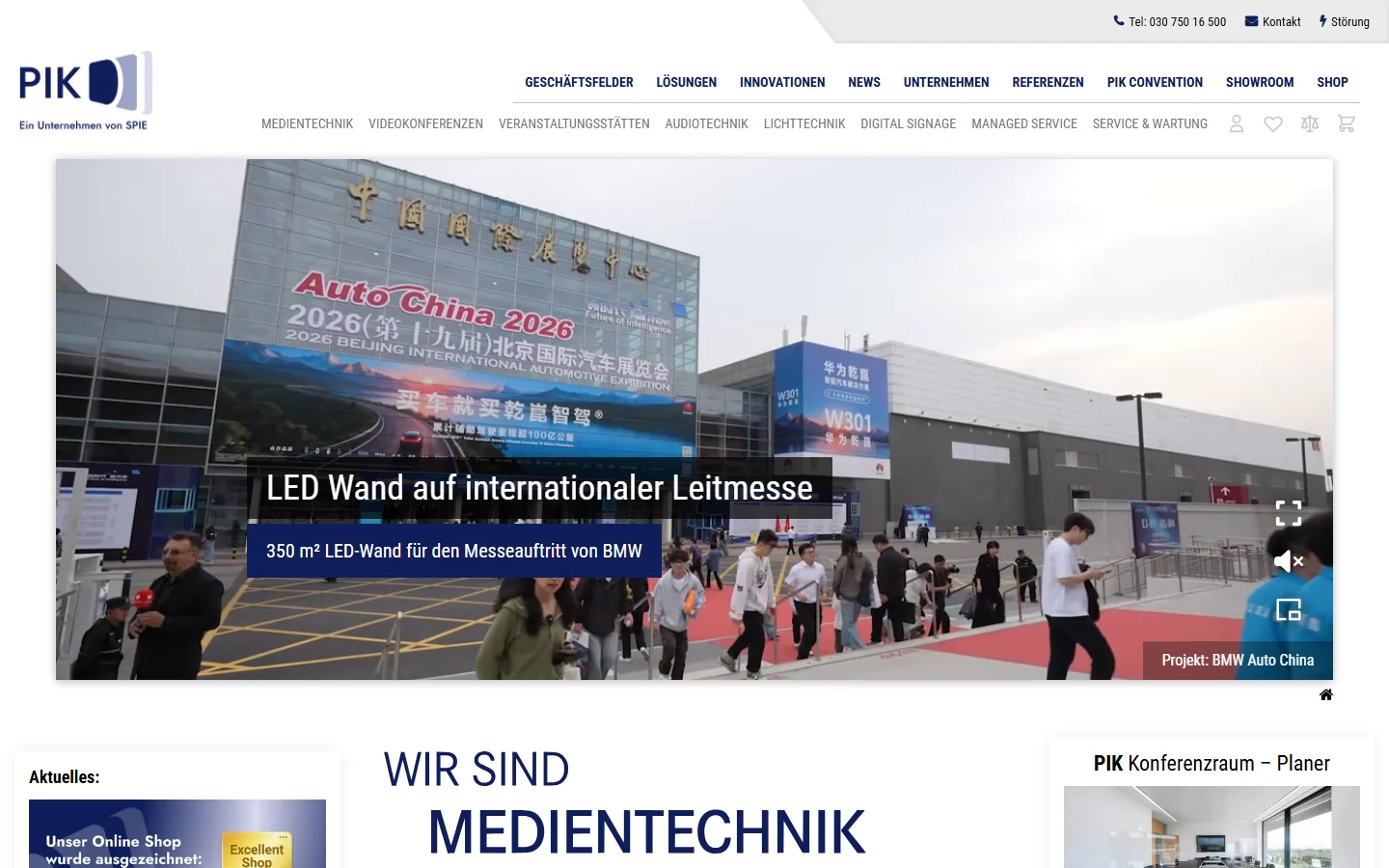 PIK GmbH Berlin LED screen supplier - official website screenshot