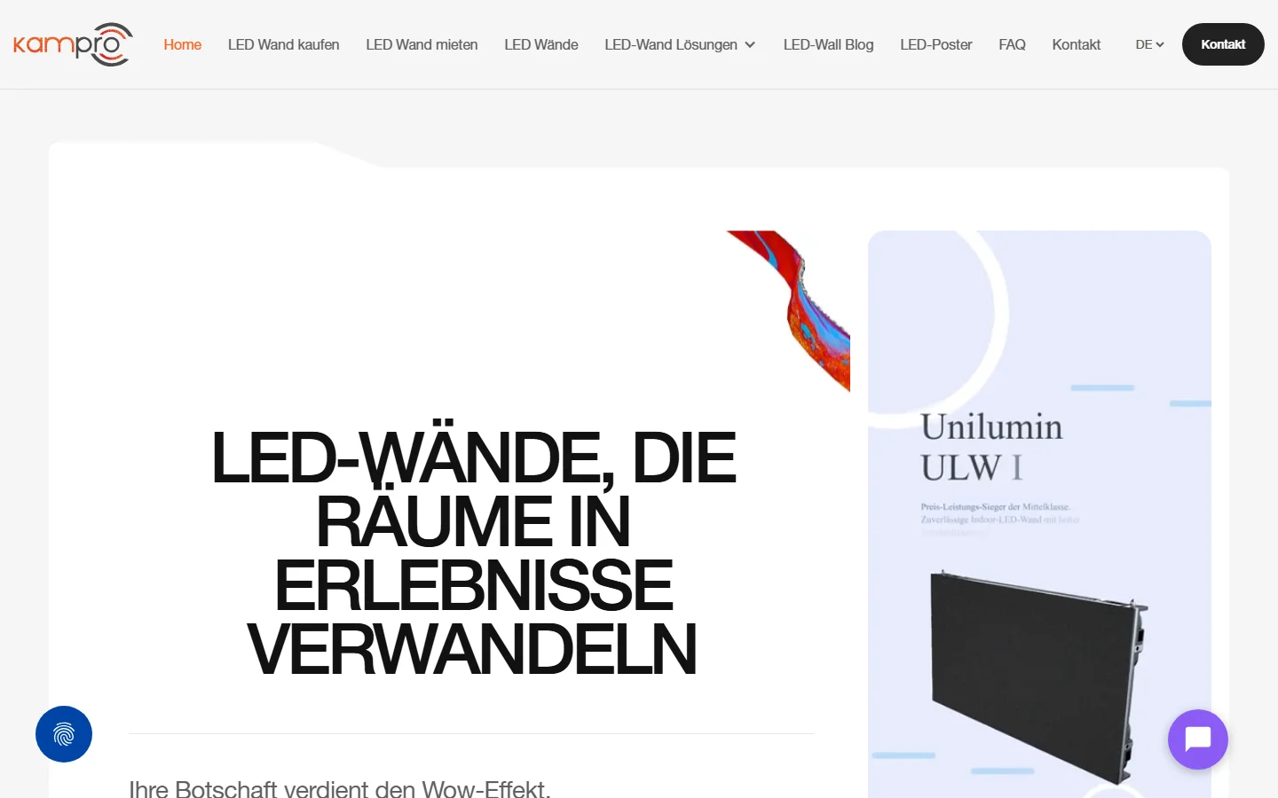 Kampro GmbH Munich LED wall specialist - official website screenshot