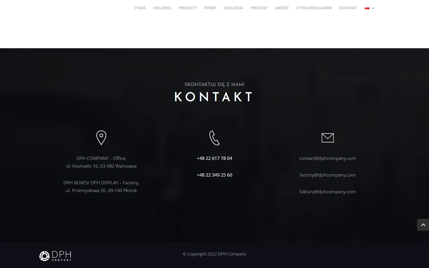 DPH Company official website screenshot