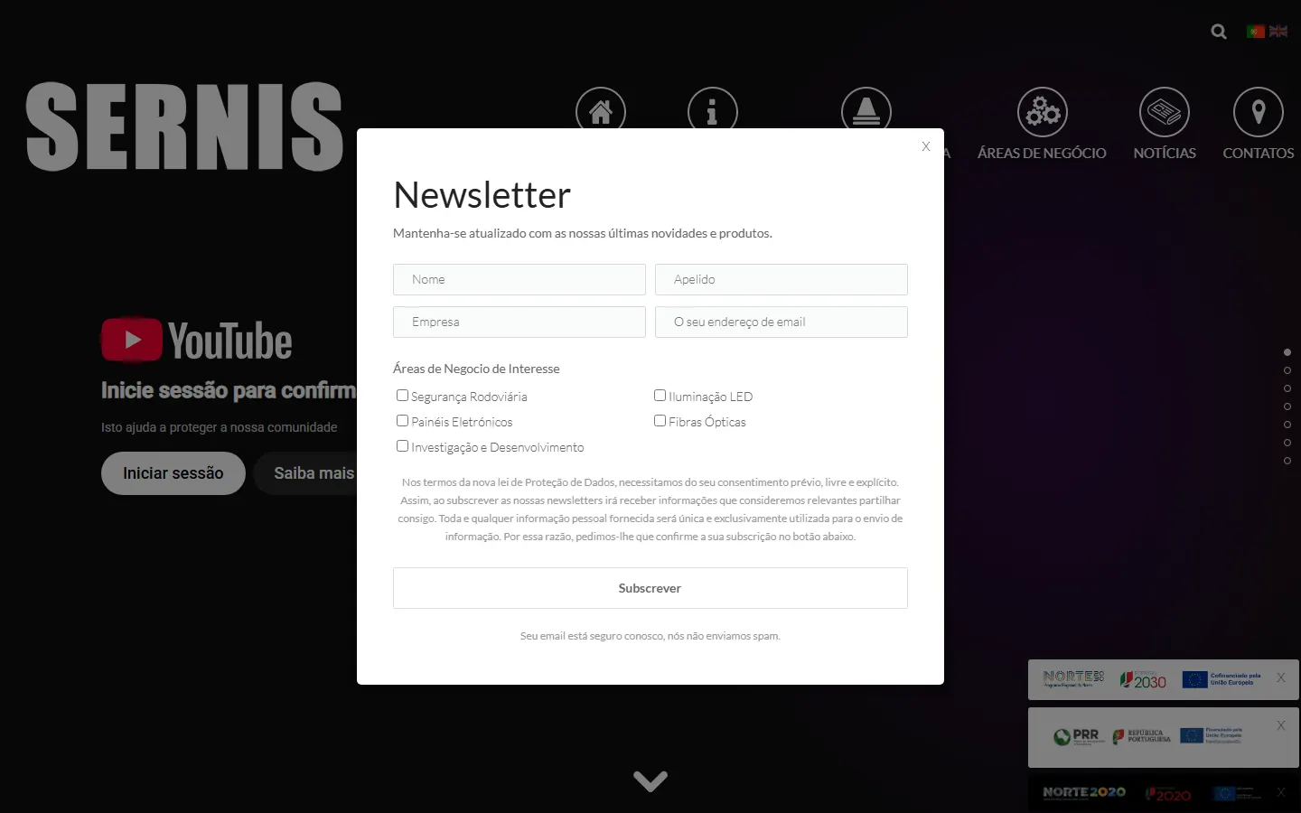 Sernis official website screenshot