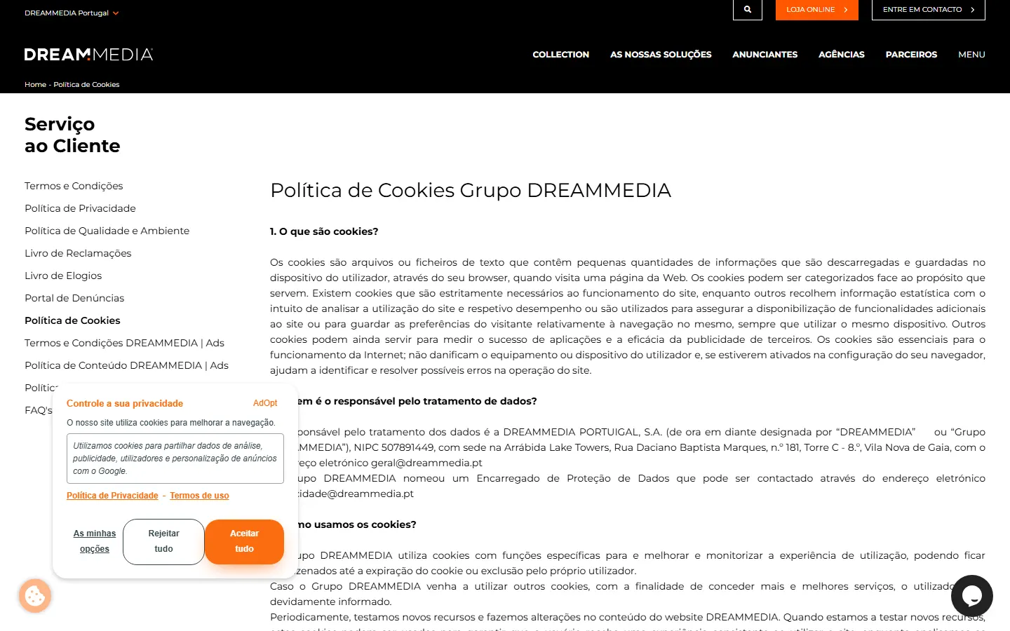 Dreammedia official website screenshot