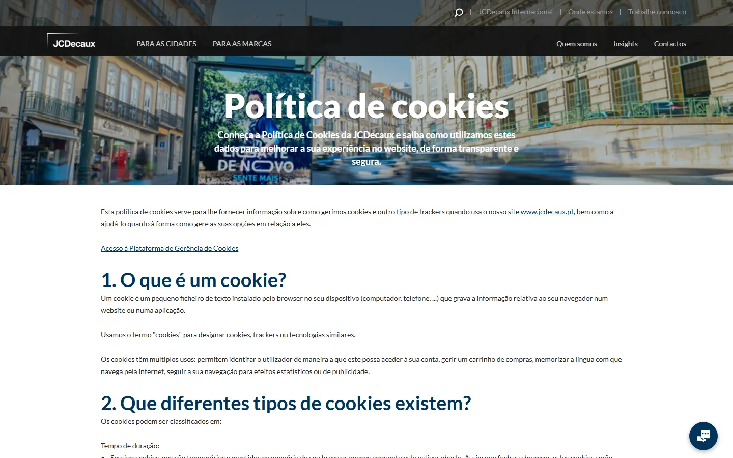 JCDecaux Portugal official website screenshot