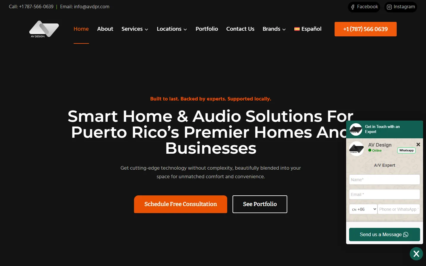 AV Design PR official website screenshot