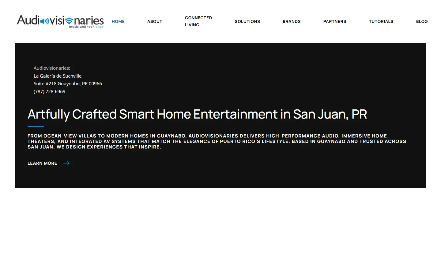 Audio Visionaries official website screenshot